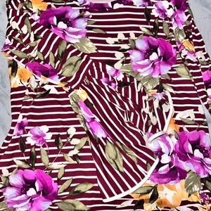 ODDY Purple Floral Striped Women's Top